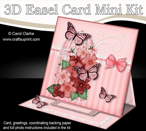 3D Easel Card Mini Kit - Pretty Floral Birdcage with Butterflies