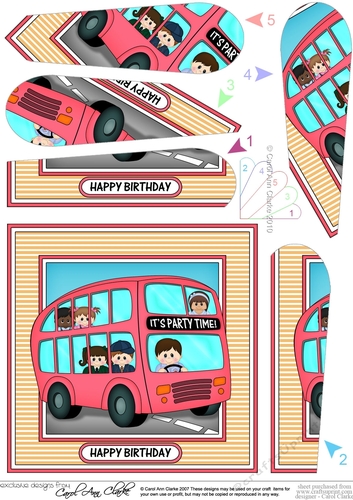 BIRTHDAY BUS PARTY TIME! Fan Pyramage Topper