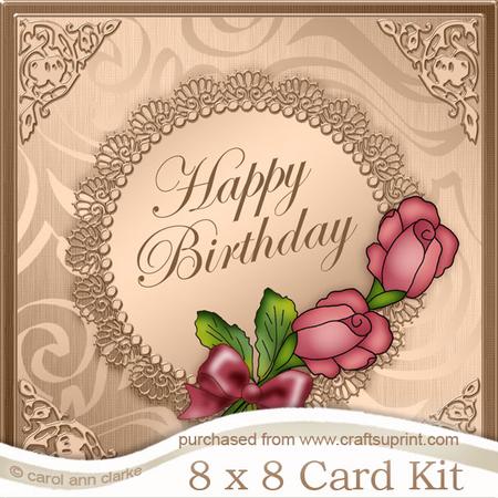 8 x 8 Roses and Metallic Lace Kit with 3D Decoupage