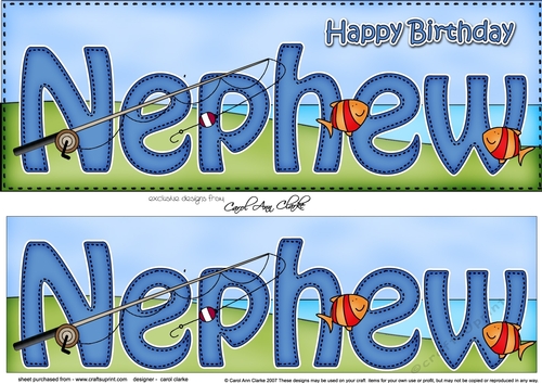 Large DL Happy Birthday NEPHEW 3D decoupage with Fishing