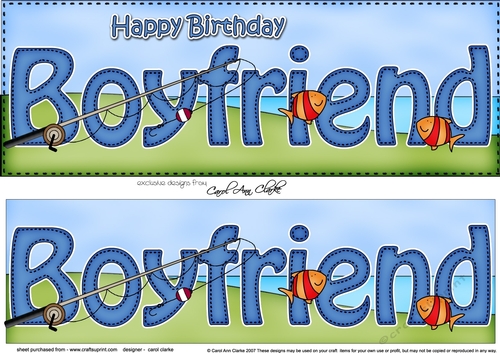 Large DL Happy Birthday BOYFRIEND 3D decoupage with Fishing