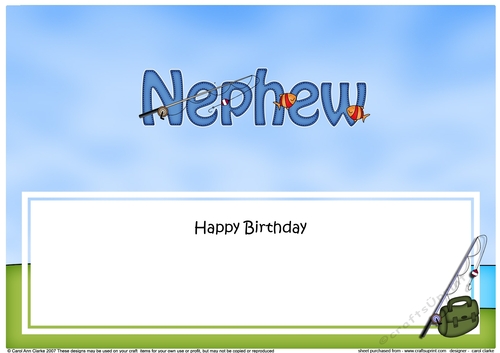 Large DL Happy Birthday NEPHEW insert with Fishing