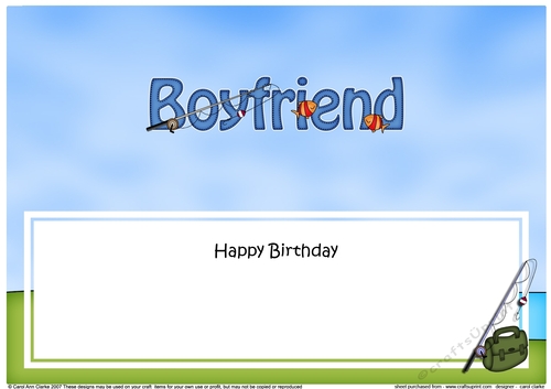 Large DL Happy Birthday BOYFRIEND insert with Fishing