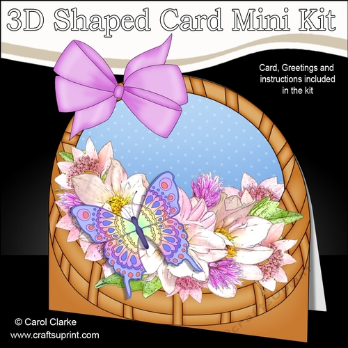 3D Shaped Card  Kit - Pretty Flowers & Butterfly Basket