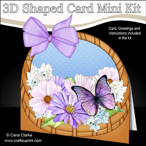 3D Shaped Card  Kit - Pretty Flowers & Butterfly Basket