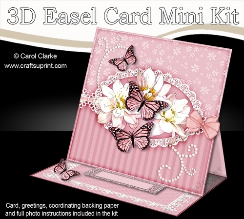 3D Easel Card Mini Kit - A Touch of Elegance - Flowers Lace, butterflies & Pearls