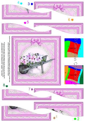 Flower Filled Wheelbarrow Card with Wavy Spiral Side Stacker