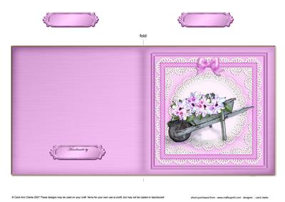 Flower Filled Wheelbarrow Cut and Fold Quick Card