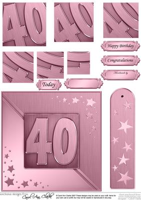 40th Metallic Age Quick Card with Twisted Pyramage