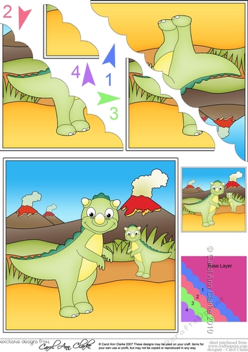 Cute Dinosaur Scalloped Corner Stacker