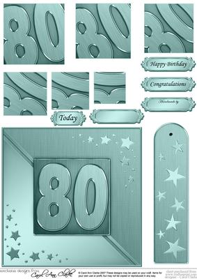 80th Metallic Age Quick Card with Twisted Pyramage