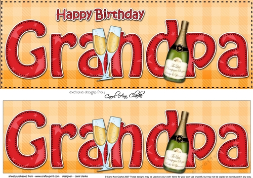 Large DL Happy Birthday GRANDPA 3D decoupage with Champagne
