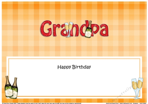 Large DL Happy Birthday GRANDPA insert with Champagne