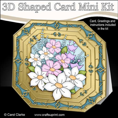 3D Shaped Octagonal Floral Card Kit - Spring Flowers