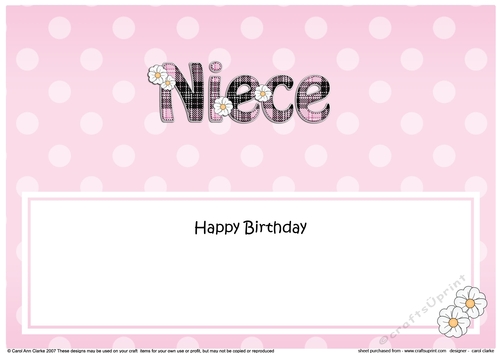 Large DL Happy Birthday NIECE insert with tartan