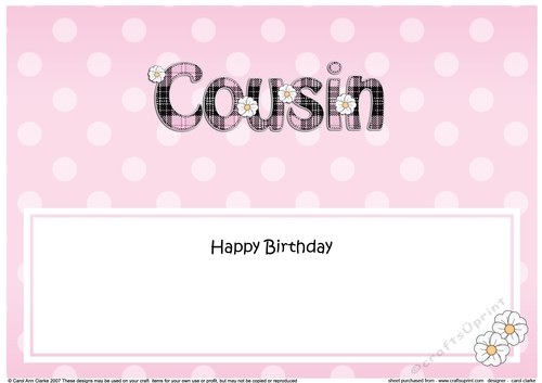 Large DL Happy Birthday COUSIN insert with tartan