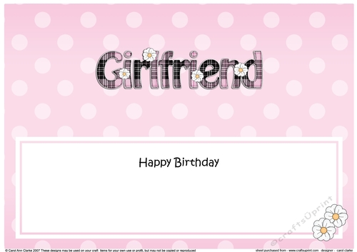 Large DL Happy Birthday GIRLFRIEND insert with tartan