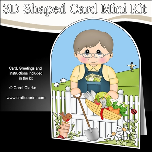 3D Shaped Card  Kit - In the Garden - Older Man has picked the Veggies