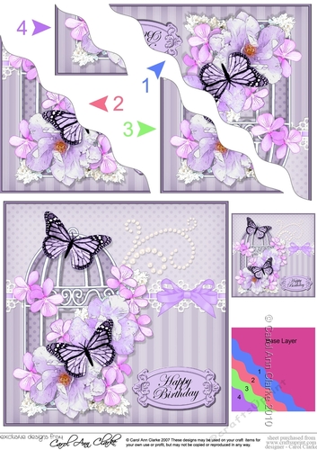 Birthday Butterflies and Flowers Birdcage High Wavey Corner Stacker