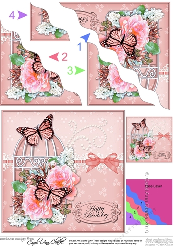 Birthday Butterflies and Flowers Birdcage High Wavey Corner Stacker