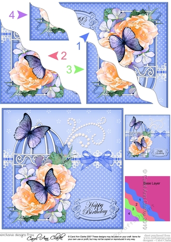 Birthday Butterflies and Flowers Birdcage High Wavey Corner Stacker