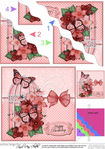 Birthday Butterflies and Flowers Birdcage High Wavey Corner Stacker