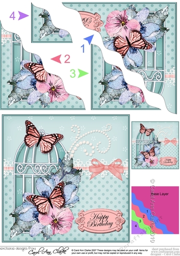 Birthday Butterflies and Flowers Birdcage High Wavey Corner Stacker
