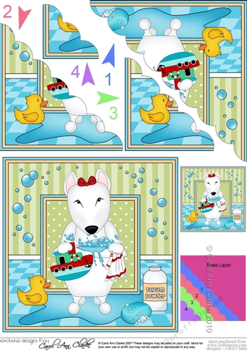 Scalloped Corner Stacker - Bathtub Buddies - Little English Bull Terrier Dog