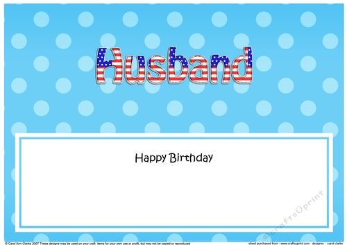 Large DL Happy Birthday HUSBAND insert USA Stars & Stripes