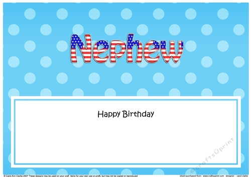 Large DL Happy Birthday NEPHEW insert USA Stars & Stripes