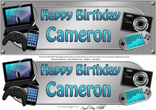 Large DL Happy Birthday CAMERON 3D decoupage