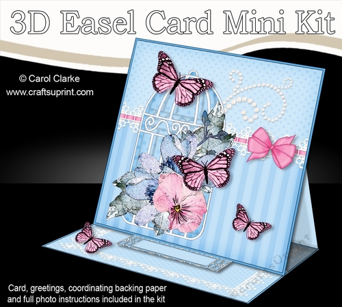 3D Easel Card Mini Kit - Pretty Floral Birdcage with Butterflies