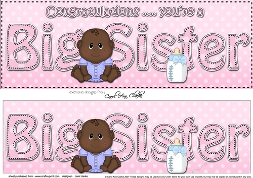 Large DL Ethnic New Baby Congratulations you are a ... BIG SISTER 3D decoupage