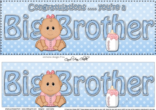 Large DL Ethnic New Baby Congratulations you are a ... BIG BROTHER 3D decoupage