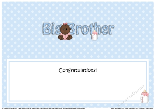 Large DL Ethnic New Baby Congratulations you are a ... BIG BROTHER insert