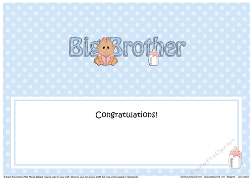Large DL Ethnic New Baby Congratulations you are a ... BIG BROTHER insert