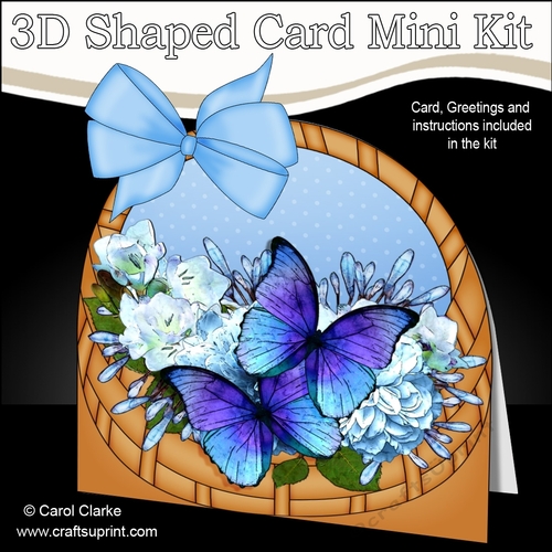 3D Shaped Card  Kit - Pretty Flowers & Butterfly Basket