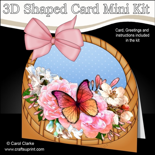 3D Shaped Card  Kit - Pretty Flowers & Butterfly Basket
