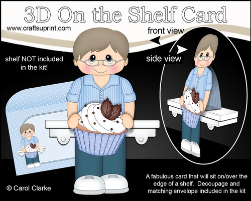 3D On the Shelf Card Kit - Older Man Earnest has a Yummy Scrummy Cupcake