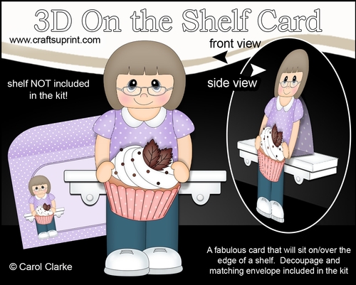3D On the Shelf Card Kit - Older Lady Haley has a Yummy Scrummy Cupcake