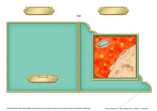 Out of this World Outer Space Cut and Fold Corner Card 