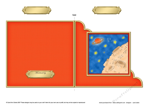 Out of this World Outer Space Cut and Fold Corner Card 