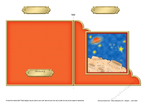 Out of this World Outer Space Cut and Fold Corner Card 