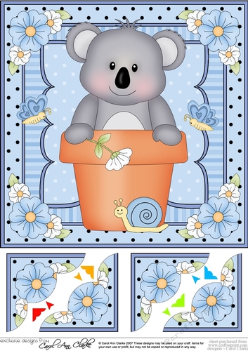 8 x 8 Flower Pot Friends Cute Little Koala Bear Scalloped Corner Stacker