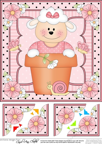 8 x 8 Flower Pot Friends Cute Little Lamb Scalloped Corner Stacker