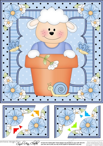 8 x 8 Flower Pot Friends Cute Little Lamb Scalloped Corner Stacker