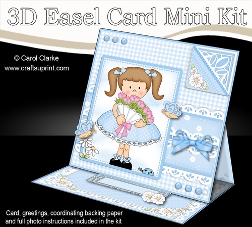 3D Easel Card Mini Kit - Pretty in Blue - Cute Girlz
