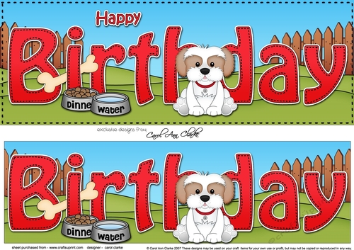 Large DL HAPPY BIRTHDAY 3D decoupage with Cavachon Dog