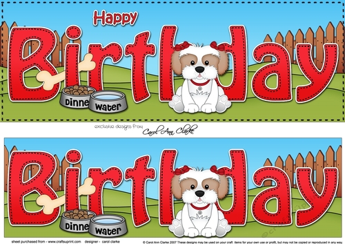 Large DL HAPPY BIRTHDAY 3D decoupage with Cavachon Dog