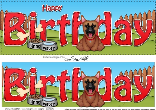 Large DL HAPPY BIRTHDAY 3D decoupage with German Shepherd Dog